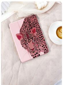 Capa protetora para tablet com estampa de leopardo rosa de 1 peça, compatível com iPad de 10,2 polegadas, iPad Pro 11 2021/2020/10ª geração, iPad Mini 4/5/6, Galaxy Tab A8 10,5 polegadas 2022, Matepad 10.4/Tab, com porta-lápis, antiqueda, capa para suporte de tablet