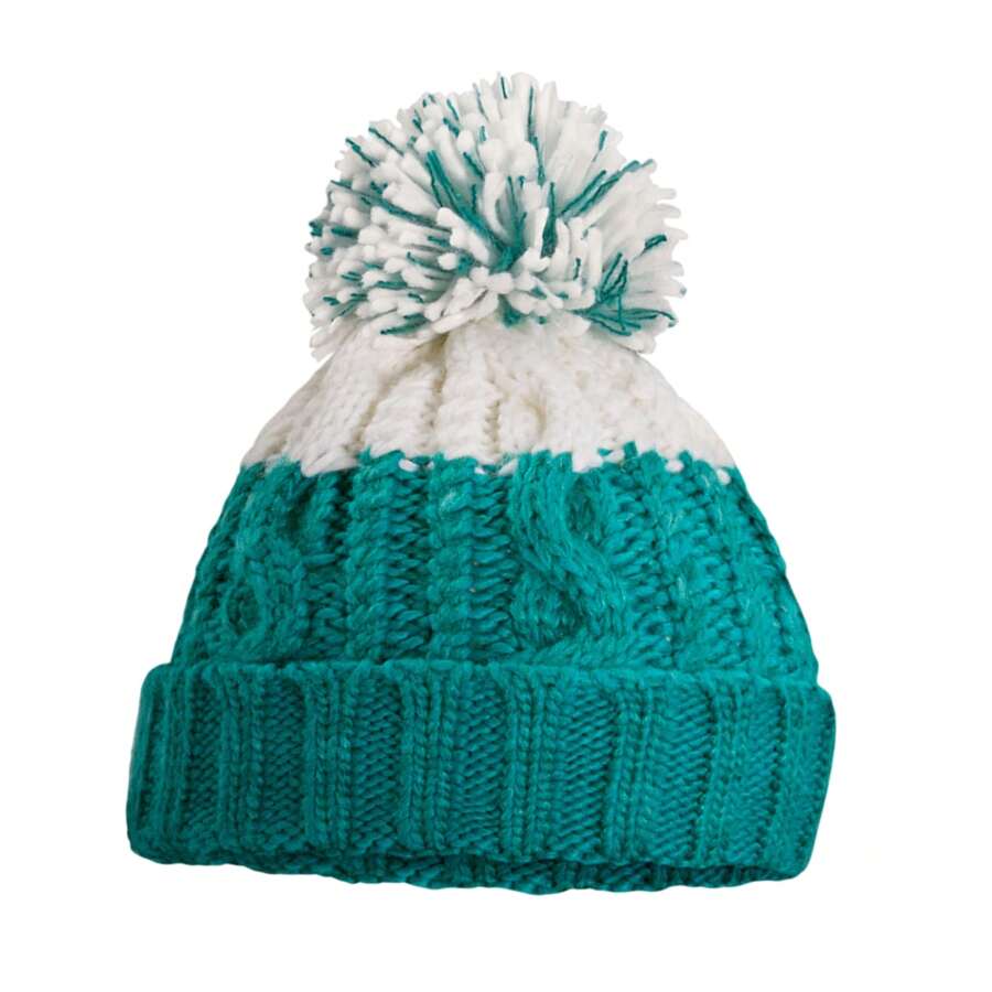 Beechfield Apres Contrast Beanie (Smaragd/Zacht Wit)
