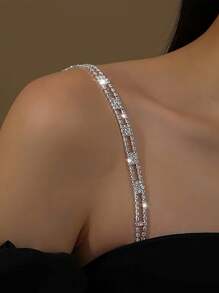 2pcs/Pair Rhinestone Studded Women's Adjustable Shoulder Bra Straps Metal Back Brassiere Strap, For Rave - Multicolor - View 17