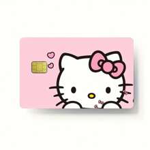 Sanrio 1pc/[Coleção completa de adesivos de cartão Hello Kitty] Porta-cartão de crédito Hello Kitty - Design fofo de desenho animado, poliéster, adesivo de plástico resistente a arranhões, para identificação de estudante, cartão de ônibus, cartão de banco e outros cartões. Acessório da moda
