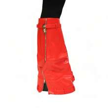 Botas de plataforma con cierre de candado de dobladillo de tela vaquera, pantalones inteligentes - Rojo - Ver 4