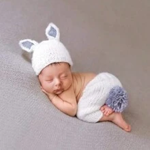 2pcs Newborn Photography Prop Animal Costume Outfits, Classic Knitted Baby Shower Easter Gift Sthings For Girls/Boys