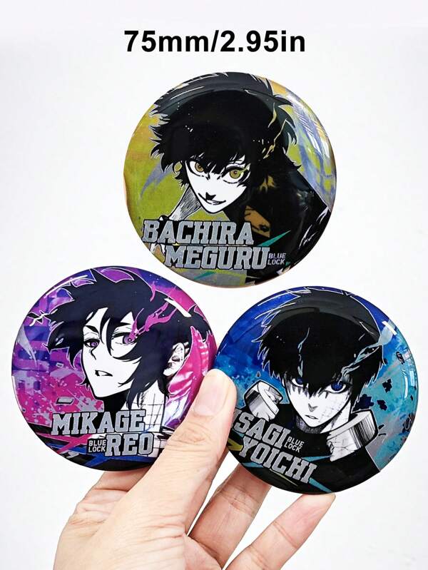 Blue Zone Football Anime Peripheral Badge, Blue Lock Awakening Double Flash Badge Series, Suitable For Gifts, Collection, Indoor Decoration, Backpack Decor