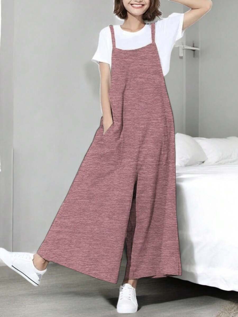 Palazzo Jumper Overol Moda Casual Dama Simona Comodo #SensaciónDelujo #EstiloRomanticoDeSanValentín - Tinto Jaspe - Ver 1