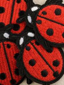 4 Pcs Black & Red Ladybug Pattern DIY Embroidered Fabric Patches, Fashionable & Minimalist Style, Polyester Iron-On/Sewing Applique For Clothing, Bags, Shoes, Hats, Home Decor - Multicolor - View 4