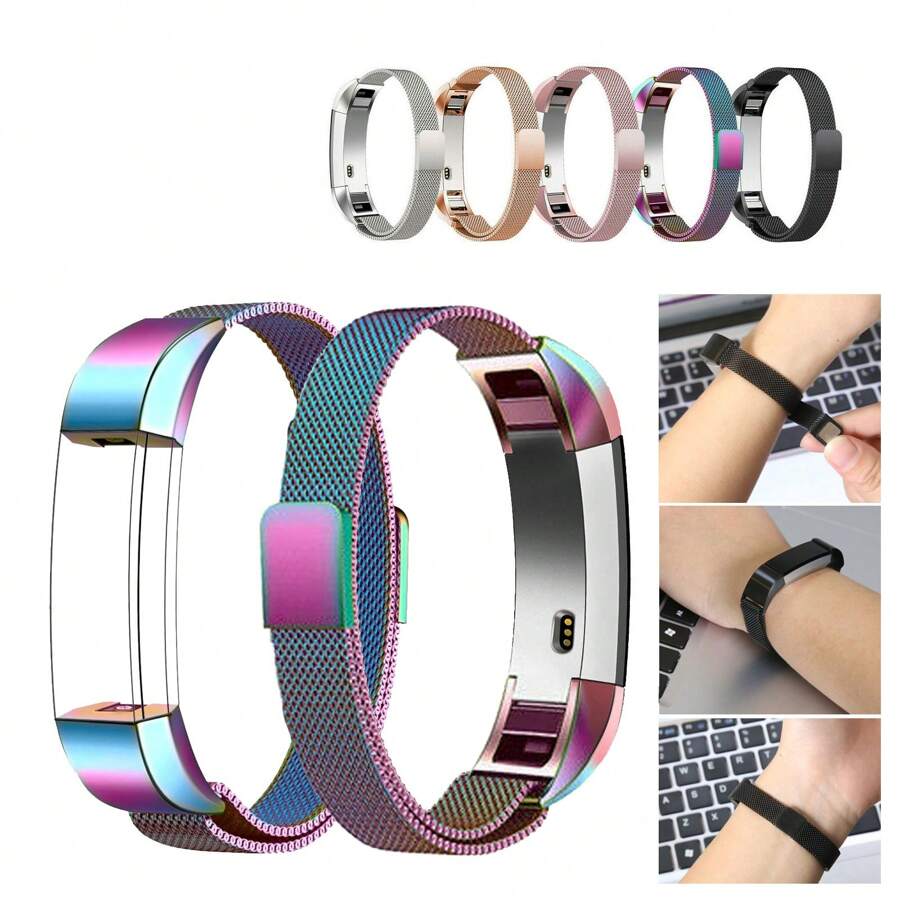 2X Magnetic Milanese Watch Band Strap Replacement For Fitbit Alta Watch, Stainless Steel - Multicolor - View 1