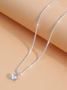 1件奢华闪亮金色人造水晶吊坠项链，女士款，适合日常佩戴，精致完美，是送给爱人的理想礼物。 - 銀色 - 查看 3