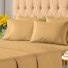 2100 Series Luxury Deep Pocket Bed Sheet Set 6-Piece - 小麥 - 查看 2