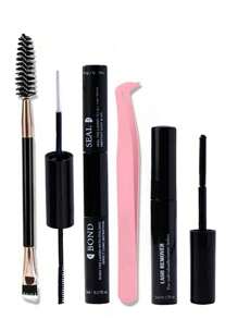 10ml 强力定型胶水，含 5ml 温和卸妆液、精密刷子和镊子，打造完美妆效 - 低致敏性、无香型化妆工具，完整睫毛粘合和密封套装，睫毛胶水，睫毛胶水