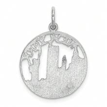 14k White Gold Solid Polished NEW YORK Skyline Charm Pendant (L-0.98 Inch,W-0.7 Inch) 1.35 Gram