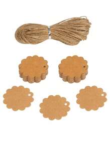 100 件圆形礼品标签牛皮纸棕色标签，附赠 100 英尺黄麻绳，适用于礼物、衣服、婚礼、价格标签