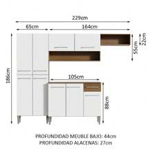 Cocina Integral Modular Madesa Emilly Top 229cm Color Marrón/Blanco - Blanco - Ver 4