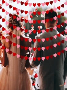 16pcs/Set Felt Heart-Shaped Wreath Garland, Valentine's Day Decorations For Wedding, Anniversary, Party, Bride Gift, Engagement, Home Decor - Multicolor - View 8