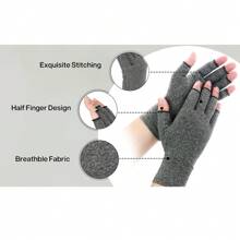 1 Paar Premium fingerlose Kompressionshandschuhe für Handpflege, Tippen, Arbeit, Sport, Gelenk-Wärme, offener Finger Handgelenkstütze, Daumen-Halbfinger-Handschuhe für Frauen & Männer