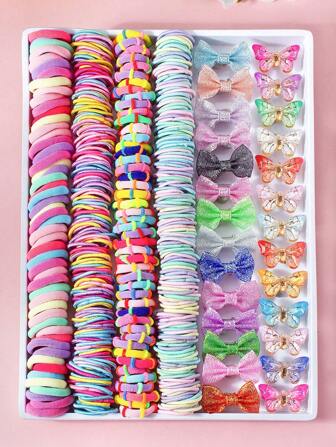 VBOOR 330件/套森女发饰套装，含发箍、蝴蝶发夹，适合女生女士日常发型搭配-基础款发饰，女生发夹，适合日常生活和聚会，打造森女发饰