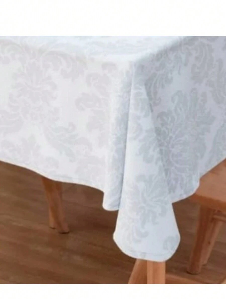 TOALHA DE MESA QUADRADA EM TECIDO GROSSO JACQUARD TEXTURIZADO 1,40M X 1,40M NA COR BRANCA - Branco - Visão 1