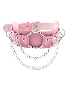 1pc Gothic Style Choker Necklace, Pink Series Choker Collar Adjustable Necklace Gift For Women, Suitable For Daily Wear, Party, Festival, Valentine's, Christmas, Carnival Valentines