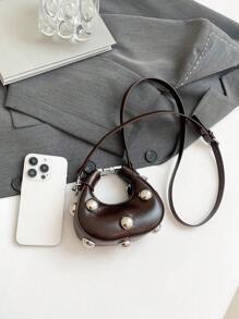 Fashion Minimalist Chic Handbag, New Solid Color Casual Tote Bag For Women - Coffee Brown - View 10