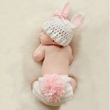 2pcs Newborn Photography Prop Animal Costume Outfits, Classic Knitted Baby Shower Easter Gift Sthings For Girls/Boys