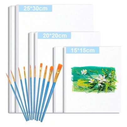 Set de 6 marcos de lienzo con 10 pinceles de óleo, de vuelta a la escuela, útiles escolares