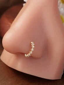 KARYOKO 1 件时尚闪亮方晶锆石鼻环适合女士和女孩中性鼻环饰品简约设计金色银色鼻环 8 毫米 - 1# - 查看 14