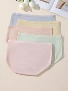 5 Pack Solid Color Casual - Comfortable Minimalist Casual - Sports Casual Knitted Fabric Women's Underwear Spring And Summer Sexy Summer Halloween Costumes For Women For Winter Christmas Lingerie For Women - Multicolor - View 5