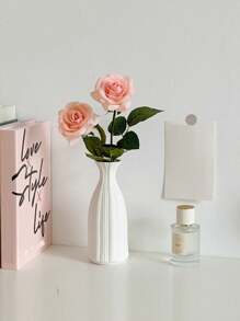 1 件白色陶瓷花瓶斯堪的纳维亚桌面插花仿花器高档郁金香客厅入口装饰插花水培花瓶装饰餐厅家居咖啡店酒店通用