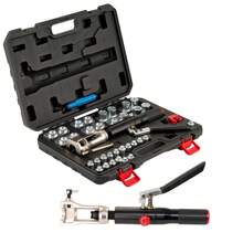 Studyset Hydraulic Flaring Tool Kits, 45° Double Flaring Tools, 33PCS Flaring Dies, Brake Repair Brake Flaring Tool For 3/16"-1/2",Tool Kits With Tube Cutter And Deburrer,Tool Kits For Copper Line, Steel Pipe