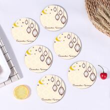 6 件斋月系列开斋节穆轻质米色节日祝福灯笼图案印花饮料杯垫，10 厘米/2 毫米厚橡胶软底圆形吸水橡胶杯垫，防滑背衬，适用于杯子的装饰杯垫，家庭厨房餐桌装饰
