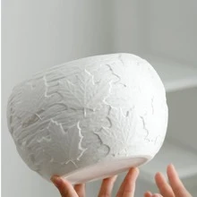 8-Inch Ceramic Floral Planter, Houseplant Planter For Water Growing, No Drainage Holes