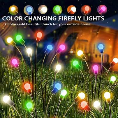 8 LED Solar Powered Firefly Lights - Outdoor Decorative Ball Lights, Suitable For Parties, Christmas And Other Festivals, Holiday Decoration, Solar Lights Outdoor