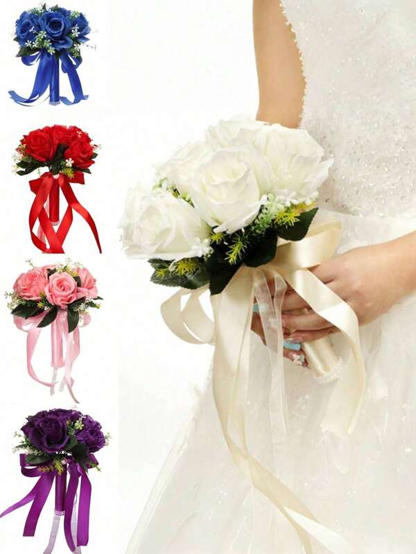 1 pièce Boutonnière pour hommes Rose Broche Bracelet de corsage de mariée Mariage Cérémonie Fleur Décoration pour fête, réunion