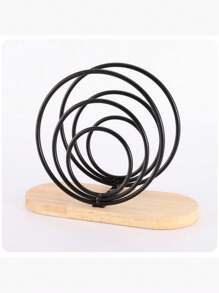 1pc Nordic Style Wooden Base Wrought Iron Napkin Holder, Vertical Paper Towel Holder, Western Restaurant Napkin Holder, Storage Rack, Wooden Paper Towel Holder, Vertical Metal Paper Towel Dispenser, Desktop Decoration Accessories, Suitable For Home, Restaurant, Hotel And Cafe Home Decoration,Festival Family Gathering, Kitchen Dining Table Decor,Picnics, Dinner Party. - Multicolor - View 9