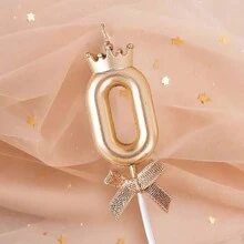 3D Crown Bow 0-9 Digital Candles Birthday Cake Candles Birthday Party Plugin Dress Up Candles