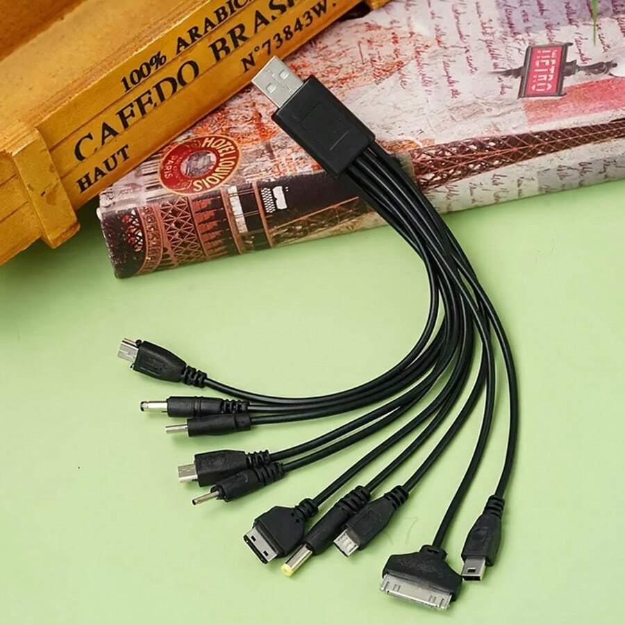 Cable versátil 10 en 1 para carga, cable de datos multifunción para cargar diversos dispositivos móviles compatible con iPhone, Android, cámara, MP3 y adaptador universal