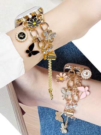 1 条圣诞礼物表带兼容 Ultra SE 和系列 1-10，时尚魅力手链式表带可增强您的 Apple 智能手表的时尚感和个性化，优雅系列表带适合 38 毫米-49 毫米表盘，宝石扣可调节表带尺寸以更好地贴合您的手腕，适合圣诞节、情人节、女孩的礼物、生日礼物（仅限表带）