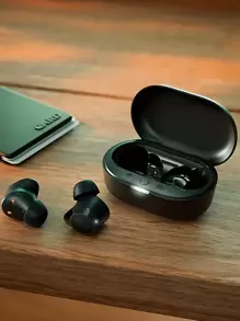 PHILIPS Black Bluetooth Headphones Gym Buds Tat1209 Earbuds Wireless Headphones Noise Cancelling Wireless Headphones With Water Resistant Case Sports Headphones Home Office Headphones - 黑色 - 查看 1