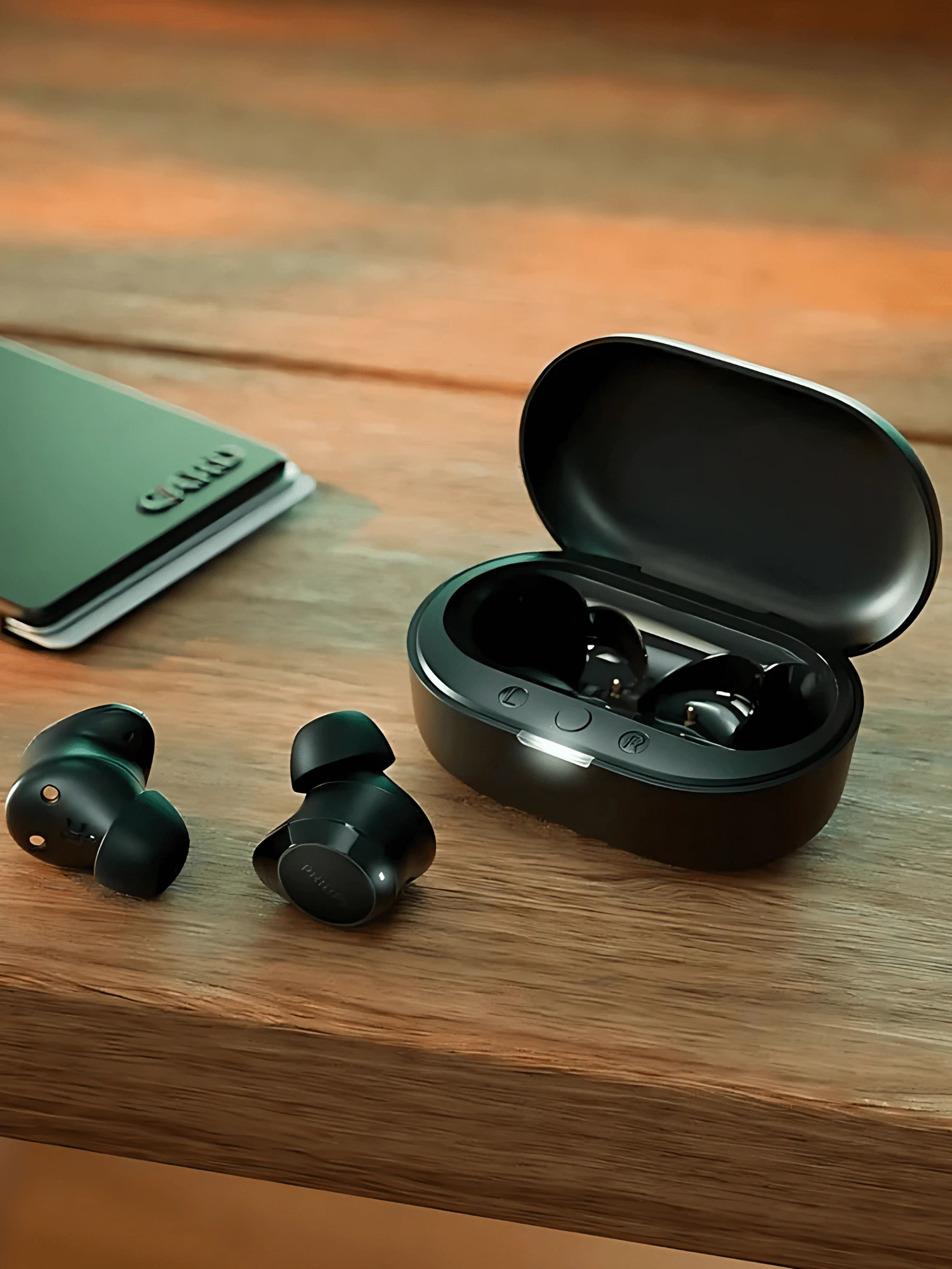 PHILIPS Black Bluetooth Headphones Gym Buds Tat1209 Earbuds Wireless Headphones Noise Cancelling Wireless Headphones With Water Resistant Case Sports Headphones Home Office Headphones - 黑色 - 查看 1