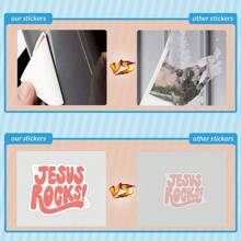 50PCS Pink Bible Scripture Jesus Stickers Vinyl Aesthetics Stickers For Scrapbooking, Diary, Laptop, Bumper, Skateboard, Water Bottle, Computer, Phone, Cartoon, Hard Hat, Car Stickers And Decals