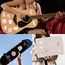 50PCS Pink Bible Scripture Jesus Stickers Vinyl Aesthetics Stickers For Scrapbooking, Diary, Laptop, Bumper, Skateboard, Water Bottle, Computer, Phone, Cartoon, Hard Hat, Car Stickers And Decals