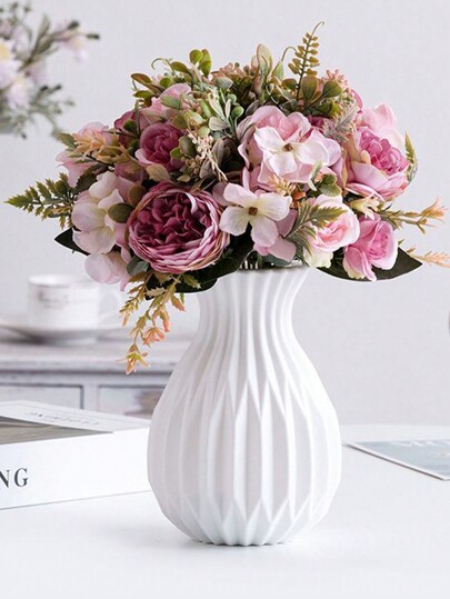 1pc/Vase, Living Room Vase Plastic Vase, Shatterproof Flower Pot, Greenery Planter, Dried Fresh made Ceramic Like, Bedroom, Wedding, Room, Home Desktop, European Moderne Minimalist ative Ornament Birthday Graduation Glass