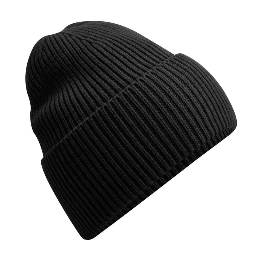 Beechfield Cuffed Oversized Beanie (Black) - 52% Polyester/47% Acrylic/1% Elastane - Black - View 1