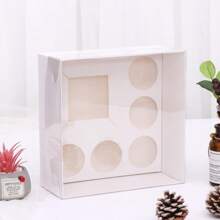 6 Pack Clear Lid Bento Cake & Cupcake Boxes Windowed Cupcake Boxes Wedding Party - White - View 4