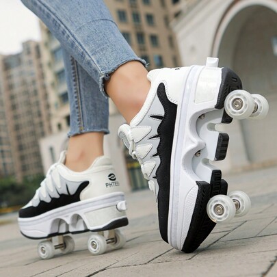 Patines de ruedas con resorte para adolescentes, modelo 2025, zapatillas deportivas con 4 ruedas para patinaje, para estudiantes