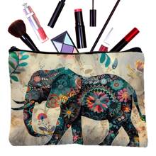 1/3 PCS, Bohemian Style Elephant Canvas Cosmetic Bag With Zipper - Lightweight Foldable Travel Cosmetic Bag And Women's Toiletry Storage Bag - Perfect Gift For Friends And Teachers