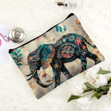 1/3 PCS, Bohemian Style Elephant Canvas Cosmetic Bag With Zipper - Lightweight Foldable Travel Cosmetic Bag And Women's Toiletry Storage Bag - Perfect Gift For Friends And Teachers