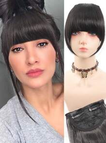 Women's Synthetic Bangs Hairpiece, Straight Hair Versatile Brown & Black French Curtain Fringe With Temples, High Temperature Fiber, Clip In Front Hair Extensions Natural Bangs Hairpieces Suitable For All People