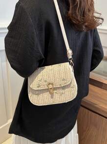 Bolso bandolera mini con estampado floral minimalista, adecuado para uso diario
