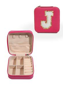 1 件可定制花卉图案字母珠宝盒、旅行珠宝袋、仿珍珠珠宝盒、防水防潮 PU 珠宝收纳盒、香水收纳盒、伴娘礼品盒、迷你耳环、项链、戒指珠宝盒夏季假日浴室装饰化妆品收纳盒浴室配件返校 - 玫紅色 - 查看 27