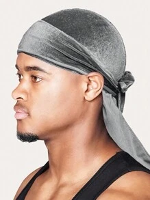 1pc Men Durag, Solid Velvet Elastic Bandana, Fashionable Pirate Hat, Casual Comfortable Breathable Sports Outdoor Headwrap, Unisex Pirate Hat Pirate Costume - A - View 17